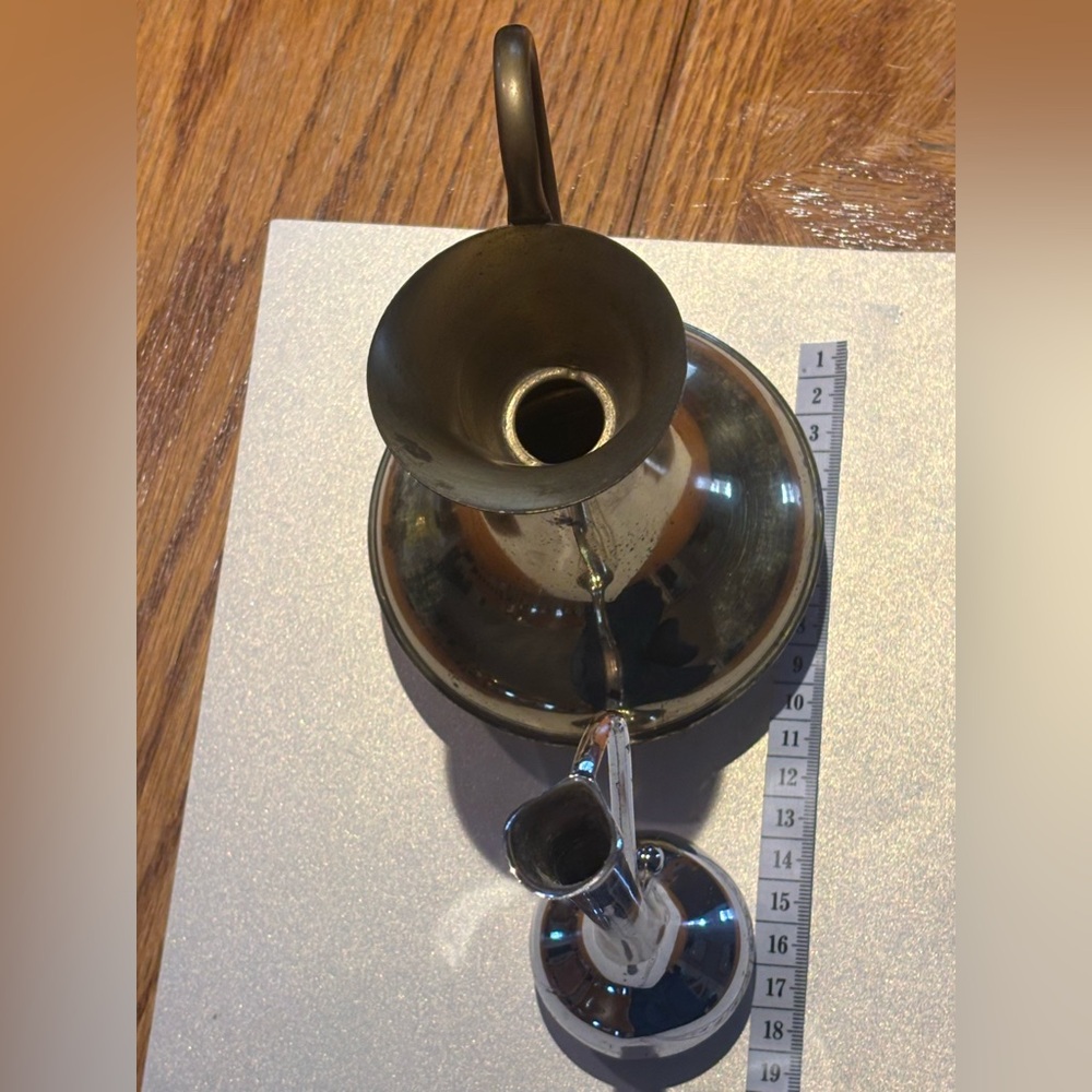 Married Set of 2 Gold- and Silver-Tone Pitcher-Style Metal Vases - Picture 12 of 12